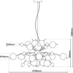 Suspension EXPLOSION multicolore métal et verre douilles G9 pour salle à manger salon entrée bureau diam. 98cm