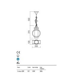 Suspension extérieure Led sous abri - Redo - Compass