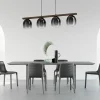 Suspension Filago 4 lumières E27 IP20 40W L.88xl.15xH.110cm noir et bois Eglo