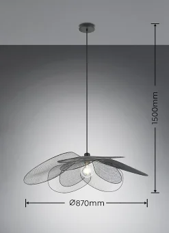 Suspension fleur métal noir IP20 E27 60W Ø87 x H.150 cm Reality Leuchten