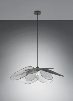 Suspension fleur métal noir IP20 E27 60W Ø87 x H.150 cm Reality Leuchten