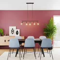 Suspension Ghlin 5 lumières E27 140W ⌀80xL.6xH.110cm noir GoodHome