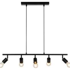 Suspension Ghlin 5 lumières E27 140W ⌀80xL.6xH.110cm noir GoodHome