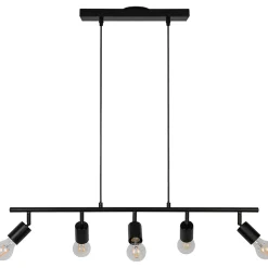 Suspension Ghlin 5 lumières E27 140W ⌀80xL.6xH.110cm noir GoodHome