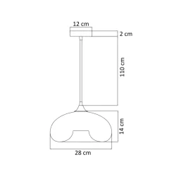 Suspension goutte d'eau verre fumé noire - Ellipse