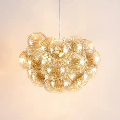 Suspension grappe décorative boules en verre ambrées - Maeli