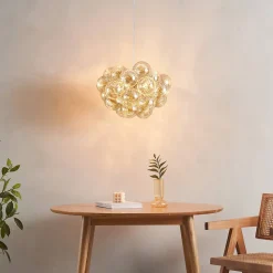 Suspension grappe décorative boules en verre ambrées - Maeli