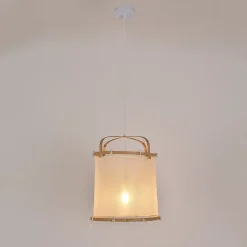 Suspension Hikari E27 40W IP20 ⌀38xH.125cm bambou coloris naturel Corep