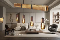 Suspension HONI style industriel en bois clair