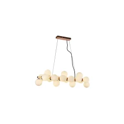 Suspension horizontale dorée à sphères en verre blanc - Ambrosia