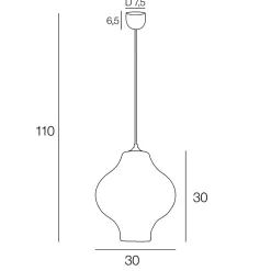 Suspension Idoline verre strié ambre E27 60W IP20 H.30 x Ø30 cm Corep