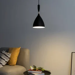 Suspension industrielle conique noire - Denzo