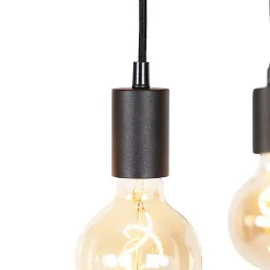 Suspension industrielle noire avec bois 5 lumières - Shelf