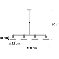 Suspension industrielle noire - 4 Laser