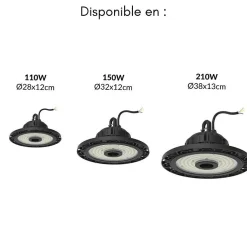 Suspension Industrielle 150W HighBay UFO LED Samsung IP65 Garantie 5 Ans - Blanc Froid 6000K - 8000K - SILAMP