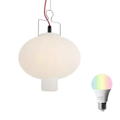 Suspension intelligente d'extérieur blanche 35 cm avec prise rouge, incluant Wifi A60 - Pion