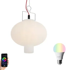Suspension intelligente d'extérieur blanche 35 cm avec prise rouge, incluant Wifi A60 - Pion