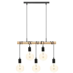 Suspension Jake - métal et pin - noir - L120 cm - Atmosphera