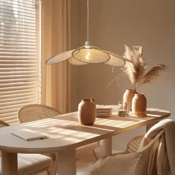 Suspension Japandi Crème avec Abat-jour en Lin - Aisha