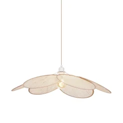 Suspension Japandi Crème avec Abat-jour en Lin - Aisha