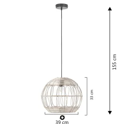 Suspension Kaede en rotin naturel, diamètre 39 cm