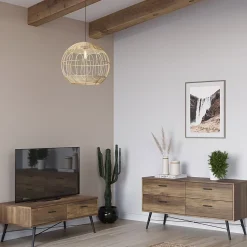 Suspension Kaede en rotin naturel, diamètre 39 cm