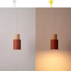 Suspension KIRA en Métal Marron et Bois Style Scandinave et Moderne E27