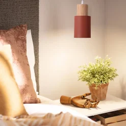 Suspension KIRA en Métal Marron et Bois Style Scandinave et Moderne E27