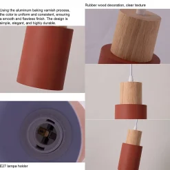 Suspension KIRA en Métal Marron et Bois Style Scandinave et Moderne E27