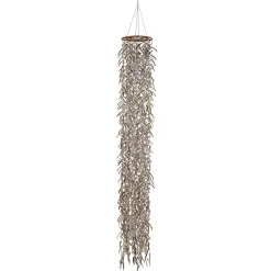 Suspension Kokos haut 180cm bois et coques de coco beige brun douille E27 pour salon salle à manger ou jardin d hiver