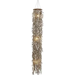 Suspension Kokos haut 180cm bois et coques de coco beige brun douille E27 pour salon salle à manger ou jardin d hiver