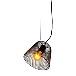 Suspension 'KORIE', lampe à suspension en métal noir, avec douille E27, D: 20cm, pour le salon et le bureau.