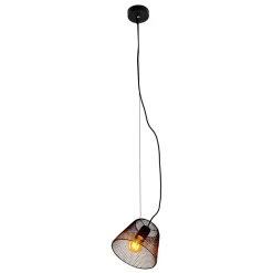 Suspension 'KORIE', lampe à suspension en métal noir, avec douille E27, D: 20cm, pour le salon et le bureau.