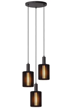 Suspension LAMBRES en aluminium avec 3xE27 - Noir - Lucide