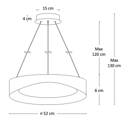 Suspension LED anneau noir minimaliste 52 cm - Belina