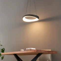 Suspension LED anneau noir minimaliste 52 cm - Belina