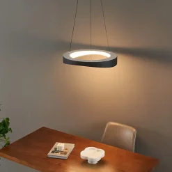 Suspension LED anneau noir minimaliste 52 cm - Belina