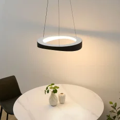 Suspension LED anneau noir minimaliste 52 cm - Belina