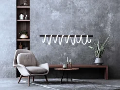 Suspension LED BELLEZA moderne métal et plastique noir et blanc LEDs fixes long 100cm salon salle à manger cuisine