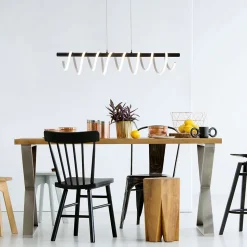 Suspension LED BELLEZA moderne métal et plastique noir et blanc LEDs fixes long 100cm salon salle à manger cuisine