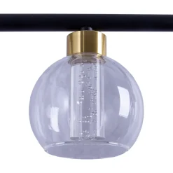 Suspension LED BRASS metal noir verre noir LED fixes pour salon salle à manger ou bureau 90 cm