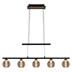 Suspension LED BRASS metal noir verre noir LED fixes pour salon salle à manger ou bureau 90 cm