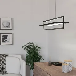 Suspension LED intégrée Siberia IP20 4500lm 34W L.78 x l.16 x H.110 cm Eglo noir dimmable