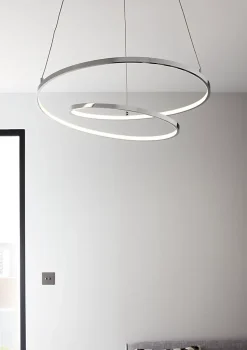 Suspension LED intégrée variable Pegmati 2400lm 3 9W IP20 GoodHome argent