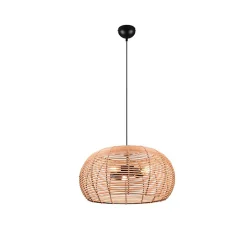 Suspension Led métal et rotin culot E27 - Trio - Inga