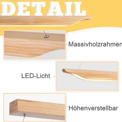Suspension LED NETTLIFE en bois - Lampe de table à manger au design moderne 90 cm Intensité variable Avec télécommande