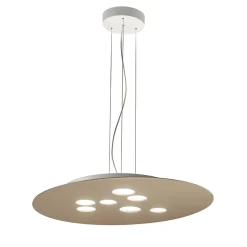 Suspension LED ronde Luna en métal gris tourterelle 72,5x60cm, 10 lumières GX53 max 10x8W, double émission, ampoules exclues