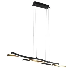 Suspension LED 35W, 4300 lm, réglable, 2300+3000+4000K, laiton mat et noir mat - Trio - Blaze