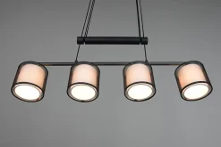 Suspension LED 4xE14 28W, Organza Fumé, Noir Mat - Trio - Burton