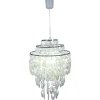 Suspension LINA chrome et nacre lustre moderne métal plastique douille E27 pour salle à manger salon entrée bureau 50x32cm